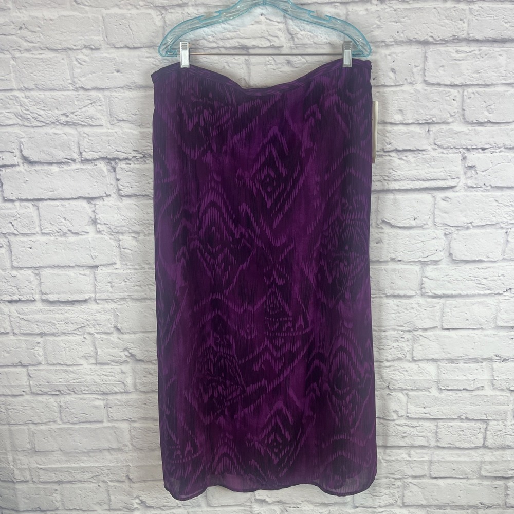 Jordan Women's NWT Whimsigoth Purple Print Lined Flowy Maxi Skirt Size 2X